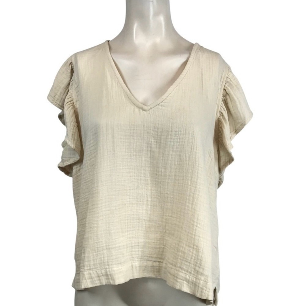 Rails Cotton Flutter Sleeve Top